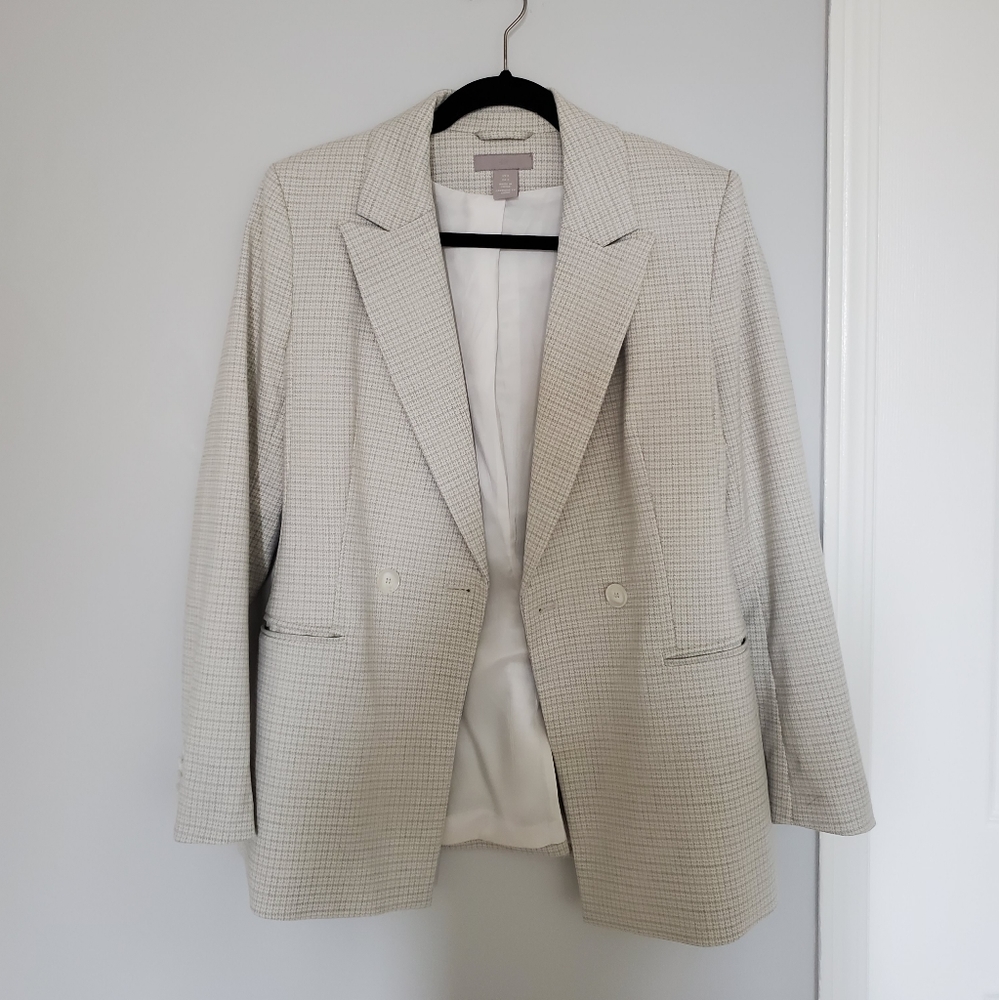 H&M HOUNDSTOOTH DOUBLE BREASTED BLAZER